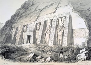 Exteriör av North Temple, Ebsamboul, Nubia, c1850