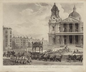 Amiral Lord Nelsons begravningståg från amiralitetet till St Paul
