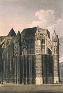 Henry VII:s kapell som visar två renoverade pinnacles, skylt 4 från "Westminster Abbey", graverad av puben J. Bluck (fl.1791-1831). av Rudolph Ackermann (1764-1834) 1811 (akvatint)