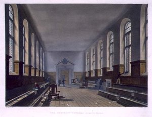 Köpman Taylors skolrum, från "History of Merchant Taylors School", en del av "History of the Colleges", graverad av Joseph Constantine Stadler (fl.1780-1812) pub. av R. Ackermann