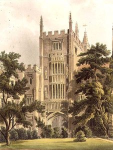 Den gamla porten vid Magdalen College, illustration från "Historien om Oxford Colleges", graverad av puben J. Bluck (fl.1791-1831). av R. Ackermann