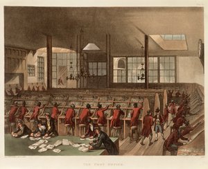 Postkontoret, c1808 av Augustus Charles Pugin, Thomas Rowlandson