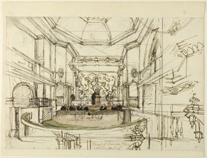 Studie för Court of Common Pleas, Westminster Hall, från Microcosm of London av Augustus Charles Pugin