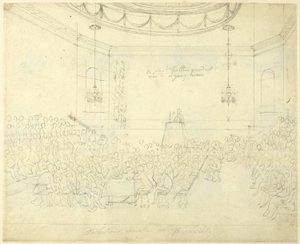 Studie för Debating Society i Piccadilly, från Microcosm of London av Augustus Charles Pugin