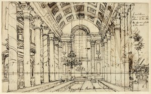 Studie för Egyptian Hall Mansion House, från Microcosm of London av Augustus Charles Pugin