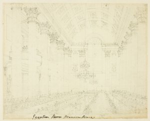 Studie för Egyptian Hall Mansion House, från Microcosm of London av Augustus Charles Pugin
