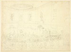 Studie för India House, the Sale Room, från Microcosm of London av Augustus Charles Pugin