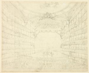 Studie för Opera House, från Microcosm of London av Augustus Charles Pugin