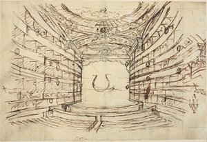 Studie för Opera House, från Microcosm of London av Augustus Charles Pugin
