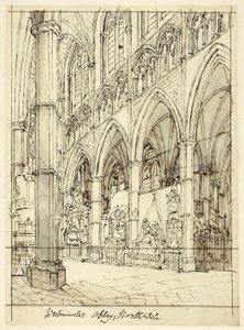 Studie för Westminster Abbey, från Microcosm of London av Augustus Charles Pugin