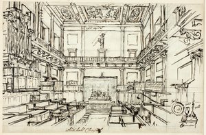 Studie för Whitehall Chapel, från Microcosm of London av Augustus Charles Pugin