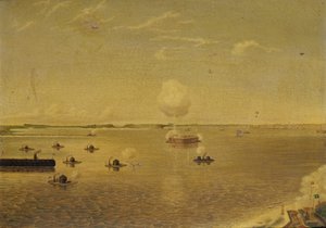 Assault on Fort Sumter, 7 april 1863, ca 1863 (olja på duk) av Augustus Grinevald