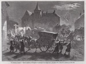 Ankomst av saxiska soldater sårade i striderna utanför Paris, fransk-preussiska kriget, 2 december 1870 (gravyr) av Augustus J. Beck