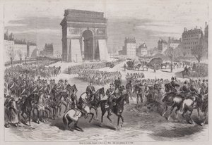 Tyska trupper går in i Paris efter det fransk-preussiska krigets slut av Augustus J. Beck