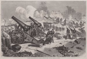Preussiskt belägringsbatteri i parken Le Raincy under belägringen av Paris, fransk-preussiska kriget av Augustus J. Beck