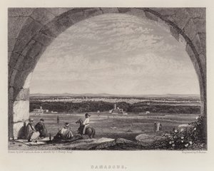 Damaskus (färg litho) av Augustus Wall (after) Callcott
