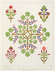 Rosmotiv tapetdesign, tryckt av M. und N. Hanhart av Augustus Welby Northmore Pugin