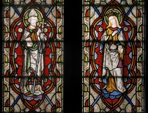 St. John of Beverley & St. Elizabeth av Ungern, detalj, 1849 (målat glas) av Augustus Welby Northmore Pugin