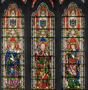 Virgin & Christ with Saints, East Window, detalj, 1847-48 (målat glas) av Augustus Welby Northmore Pugin