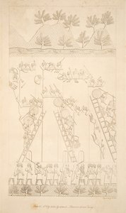 En stad tagen genom överfall - Fångar körda iväg, från Monuments of Nineveh, pub. 1849 av Austen Henry Layard