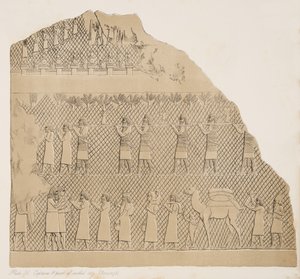 Fångar och en del av den muromgärdade staden (Kouyunjik) illustration från Monuments of Nineveh, 1858