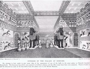 Interiör av palatset i Nineveh, illustration från "Hutchinson