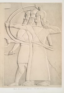 Två bågskyttar och en sköldbärare, 1849 av Austen Henry Layard