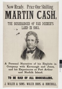 Nu redo. Pris en shilling. Martin Cash, The Bushranger of Van Diemens land 1843, 1870