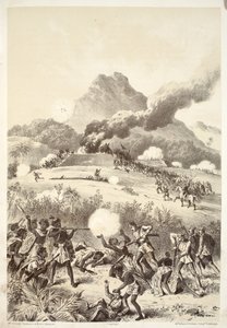 Att ta en Maori-skans, från The History of Australasia av David Blair, McGrady, Thomson och Niven, 1879