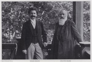 Kompositörerna Johann Strauss den yngre och Johannes Brahms, Wien