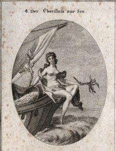 Allegori om maritim överflöd representerad av Ceres sittande på fören av ett skepp. Hon håller i en bukett hampa, en knägren på vilken silkesmaskkokonger är fästa. Det lutar sig mot korn som hänger tillbaka i båten. Gravyr i "" Iconologie eller Idee av Austrian School