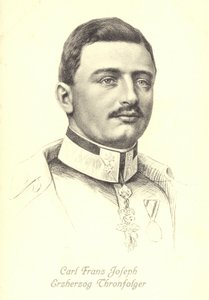 Ärkehertig Karl Franz Joseph av Österrike, arvtagare till den österrikisk-ungerska tronen (litho) av Austrian School