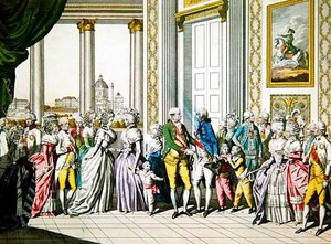 Kejsar Leopold II och hans familj välkomnar Ferdinand I, kung av Neapel och Sicilien och hans familj i Wien av Austrian School