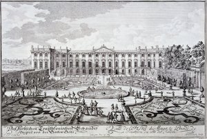 Trädgårdsfronten av Prince of Trauthsons palats, Wien c.1719 av Austrian School