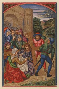 Jesus smickrar korset (chromolith) av Austrian School