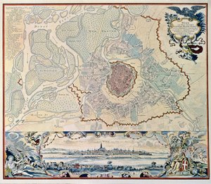Plan över staden Wien, efter en gravyr från 1720 (gravyr) av Austrian School