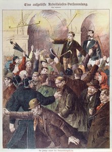 Polisen bryter upp ett protestmöte för arbetslösa arbetare, 1897 av Austrian School