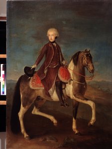 Ridsporträtt av kejsarinnan Maria Theresia av Habsburg av Österrike (1717-1780). Målning av den österrikiska skolan mellan 1740 och 1750 (1700-talet). Klassisk stil. Olja på duk. Pushkin-museet, Moskva. av Austrian School
