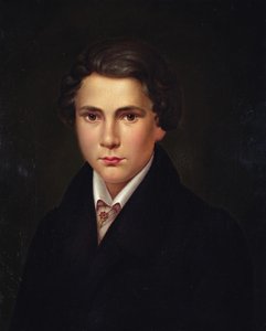 Porträtt av en ung man med en rubinstift, ca 1835