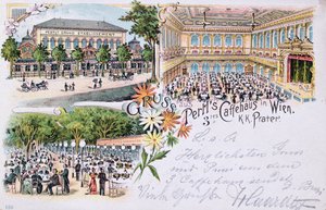 Vykort från Pertls Coffee house i Prater, Wien, 1901 av Austrian School