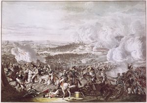 Napoleons flykt (1769-1821) efter slaget vid Waterloo, 18 juni 1815, ca 1815-30 av Austrian School