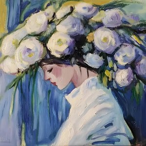 Ett drömmande blommigt porträtt av Avanesova Elena
