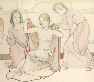 The Bathers (akvarell och penna) av Averil Mary Burleigh