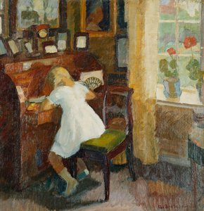 En flicka vid ett skrivbord av Axel Bredsdorff