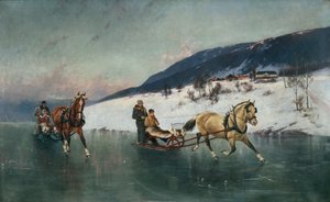 Sledge Ride on the Ice (olja på duk)