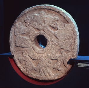 Sten som används för att spela pelota av Aztec