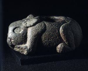 Aztekisk konst: Ometochtli, gudskaninchef för fylleri.