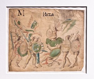 Codex Lienzo de Tlaxcala / Strid mellan krigare (handskrift) av Aztec Aztec