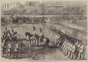 Volontärgranskningen i Hyde Park, volontärerna som marscherar förbi Hennes Majestät