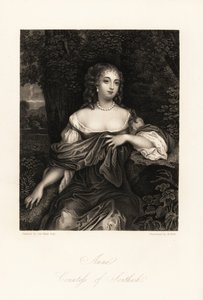 Porträtt av Anne Carnegie, grevinnan av Southesk, hustru till James Carnegie, tidigare Lady Anne Hamilton, ökänd för sin affär med hertigen av York, c. av B. Holl